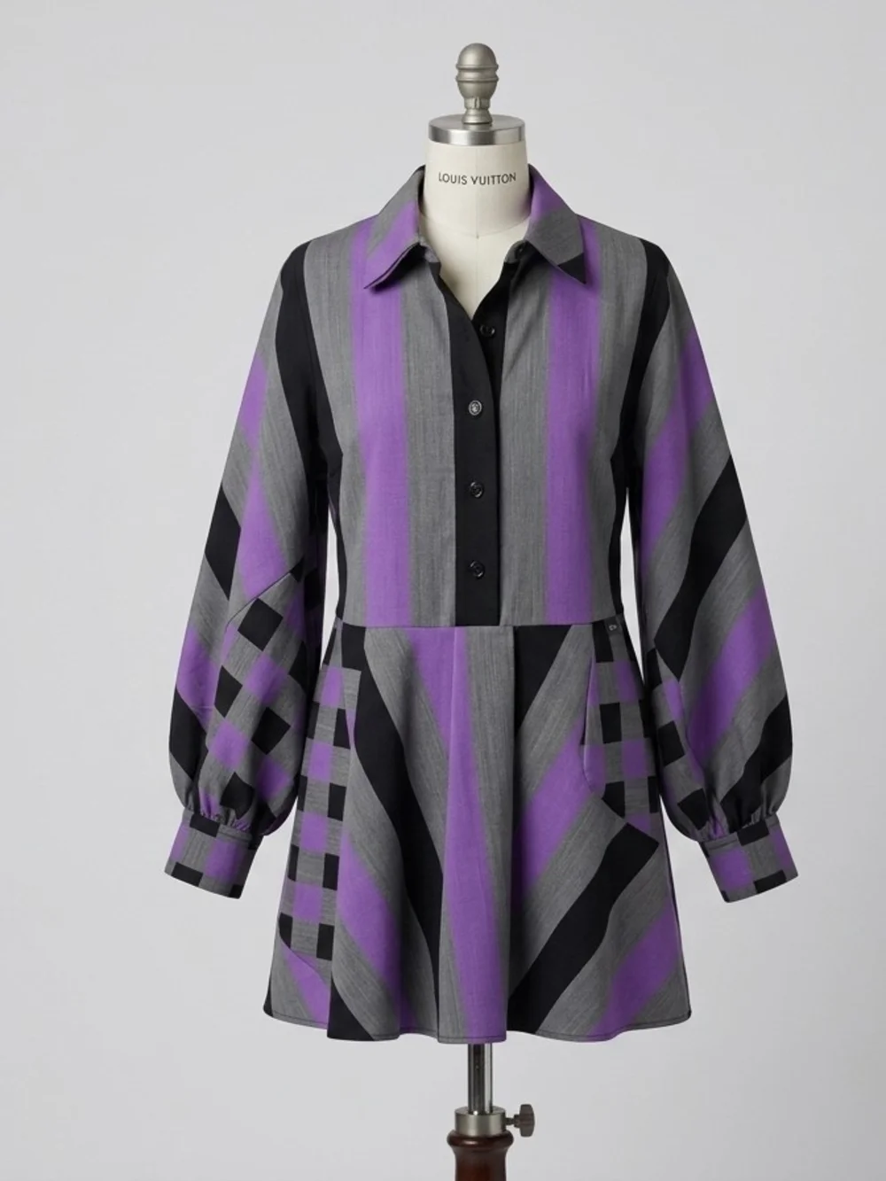 Louis Vuitton 2019 RUNWAY PIECE  Striped Mixed-Pattern Dress - Size M - Picture 4 of 6